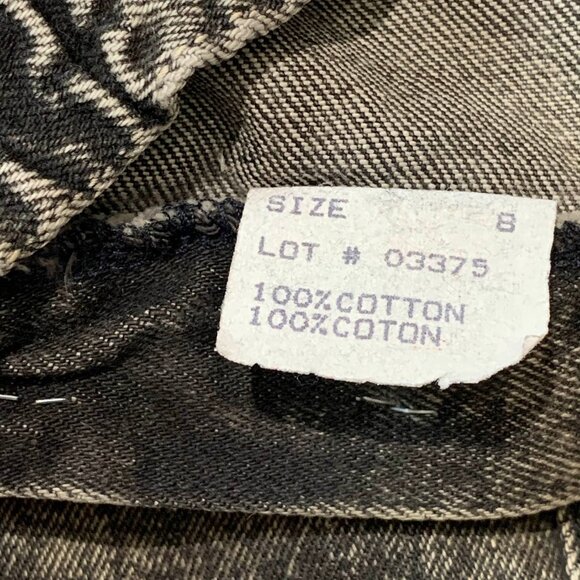 VINTAGE 1980s DEADSTOCK UFO Sport Black Denim Jean Mini Skirt Acid Wash Cotton - Picture 6 of 10